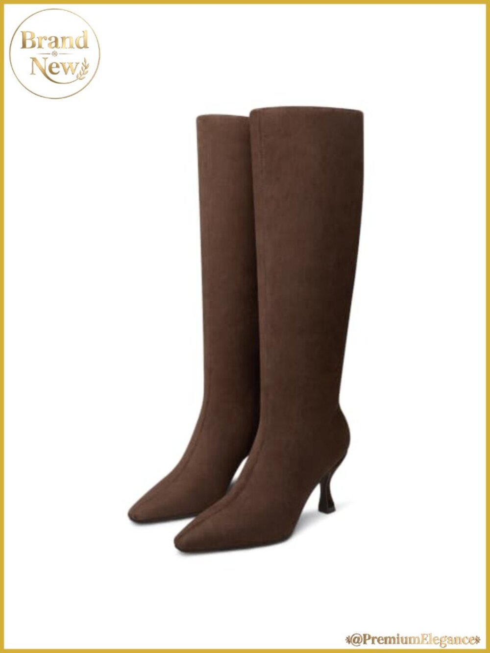 Women Knee High Boots Wide Calf Kitten Heel Patent PU Faux Leather